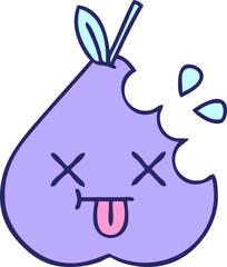 cute cartoon of a green pear in bright neon color