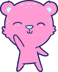happy cartoon bear in bright neon color