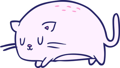 cute fat cartoon cat in bright neon color