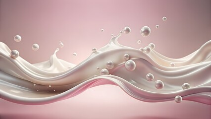 white glossy liquid wave with droplets