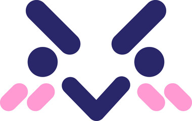 annoyed bird face icon in bright neon color