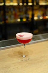 delicious cocktail, cherry and straws in bar 