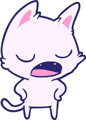 talking cat cartoon in bright neon color