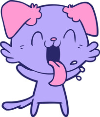 cartoon panting dog in bright neon color