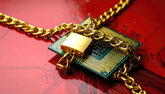 Gold chain locks computer chip