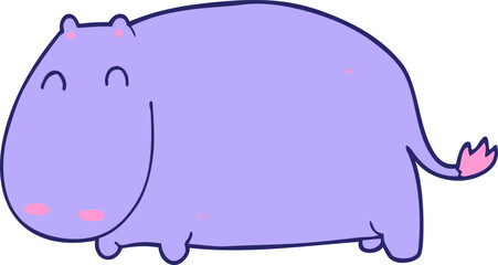 cartoon hippo in bright neon color