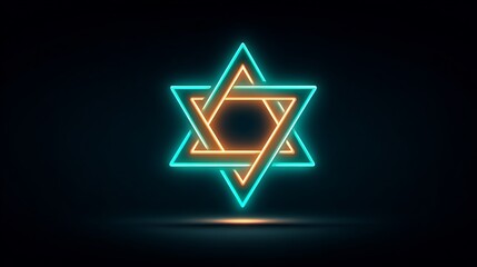 Obraz premium Hanukkah neon star of david judaism symbol jewish star graphic design glowing light hanukkah illustration art