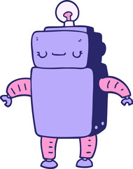 cartoon robot in bright neon color