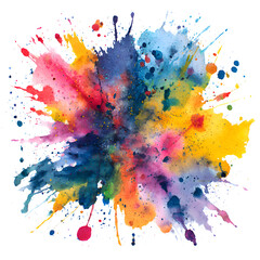 Colorful paint splatters and splashes on white background