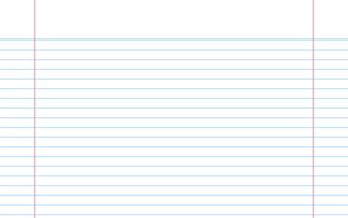 Blank white worksheet blue stripes exercise book vector design, 2 red stripes border, school paper worksheet.