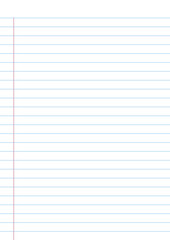 Blank white worksheet blue stripes exercise book paper vertical