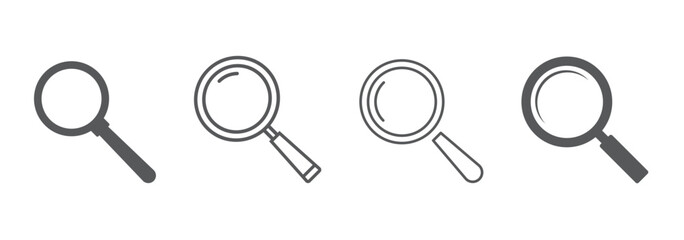 Magnifying glass loupe icon set . Search icon symbol. Magnifier or loupe sign. vector magnifier or loupe icon