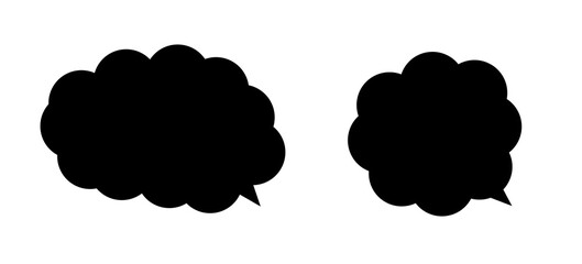 Comic Dialogue Cloud Silhouettes - Black Speech Bubble PNGs on Transparent Background