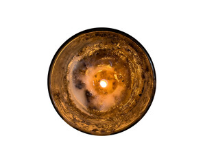 Old Lit Candle Top View - Vintage Flame PNG on Transparent Background
