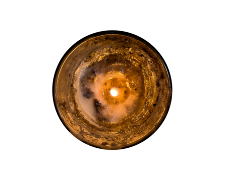 Old Lit Candle Top View - Vintage Flame PNG on Transparent Background