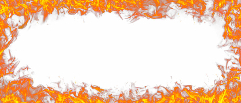 Fire Texture Frame - Burning Border PNG with Empty Center on Transparent Background