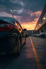 Obraz premium Car parked in dealership lot -