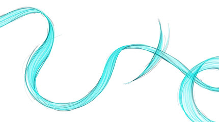 Blue 3D scene with abstract background consisting of intertwined, smooth lines and ribbons, abstract blue and light blue background