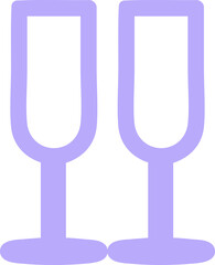 champagne glasses symbol icon in bright neon color