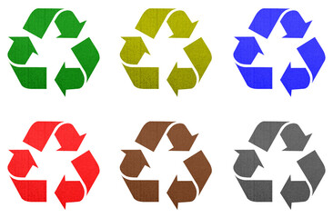 Colorful Recycling Icons Set - Eco-Friendly PNG Symbols on Transparent Background