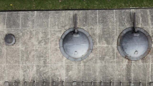 Aerial top down World War I architecture by Colico Lake Como Italian Alps mountains Lombardy