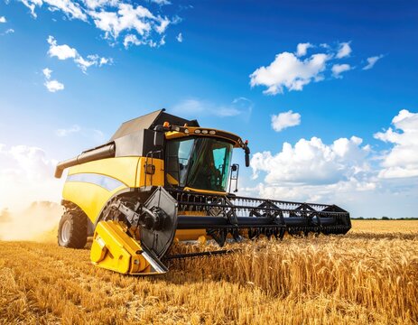 Harvester in a golden field (1)