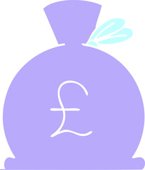 flat symbol of a bag of money icon in bright neon color