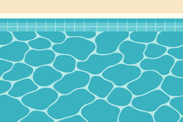 Swimming Pool Water Surface Reflections, Sunlight Patterns, Poolside Tiles, Clean Blue Water, Summer Relaxation, Modern Flat Vector Cartoon Background