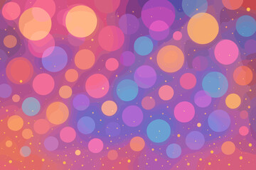 Abstract bokeh background with colorful glowing lights and glitter particles. Festive party celebration concept. Defocused circles backdrop. Vibrant shiny wallpaper design vector.