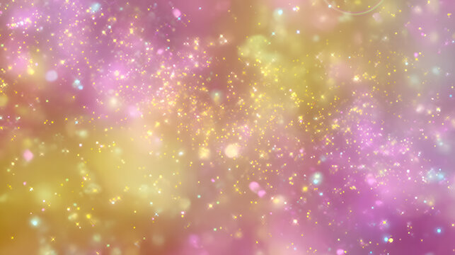 Soft glittering fairy realm background with whimsical haze and gentle rose gold and lavender sparkles scattered in a dreamy futuristic ambiance with an uplifting and serene tone