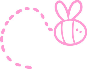 cartoon bee flying icon in bright neon color