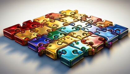 jigsaw puzzle tiling puzzle puzzles parts isolated 3d object on a white background
