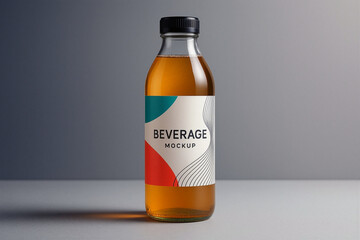 Modern beverage bottle mockup with colorful label design  