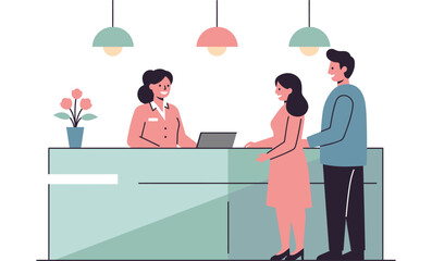 Customer Talking at Reception Desk