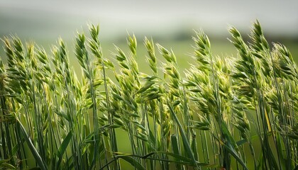 green panicles of oat