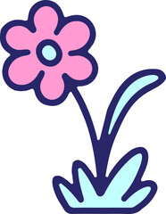 simple flower design in bright neon color