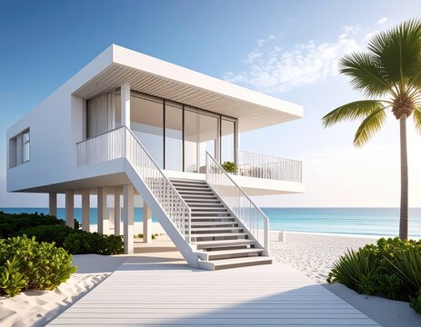 Modern beach house on stilts