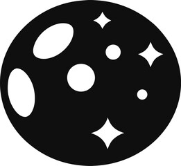 Fototapeta premium Bold Black Circular Glyph Icon Featuring White Irregular Shapes and Stars Monochrome Design Element