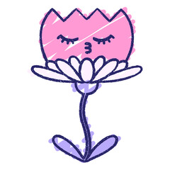 Happy Flower Chalk Drawing in bright neon color