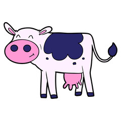 cartoon cow in bright neon color