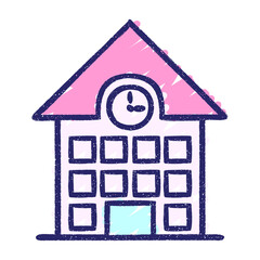 School House Chalk Drawing in bright neon color