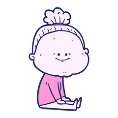 cartoon happy old woman in bright neon color