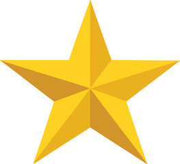 Obraz premium Bright Golden Yellow Five Pointed Star Shape Isolated on White Background Simple Solid Star Icon Graphic Element for Design Projects and