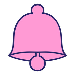 cute cartoon of a brass bell in bright neon color