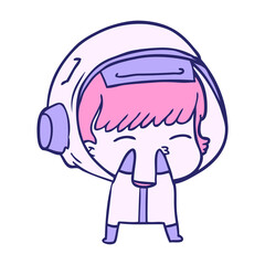 Obraz premium cartoon curious astronaut in bright neon color