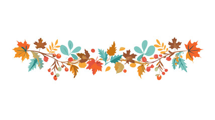 Autumn leaves and berries border vector illustration design element art