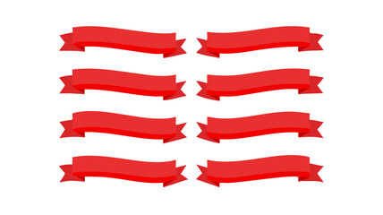 Red ribbon banner vector set for graphic design and web design use elements