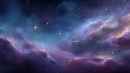 Galaxy with purple and blue nebulae and stars, perfect wallpaper