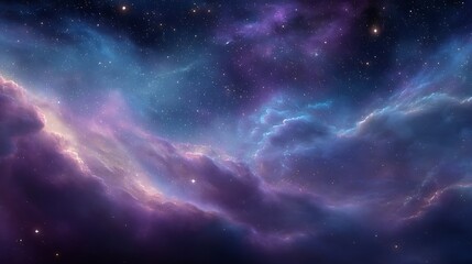 Galaxy with purple and blue nebulae and stars, perfect wallpaper