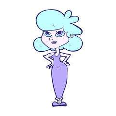 cartoon girl with hands on hips in bright neon color